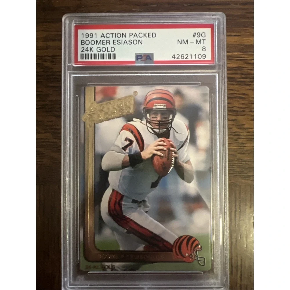 1991 Action Packed 24-Kt Gold Boomer Esiason #9G PSA 8